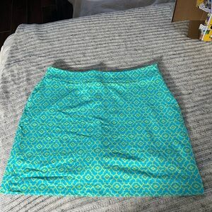 Vibrant Turquoise and Yellow Pencil Skirt